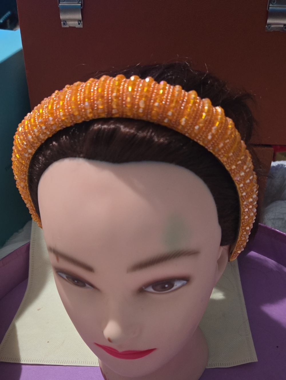 Beaded Orange Headband - Women Accessories